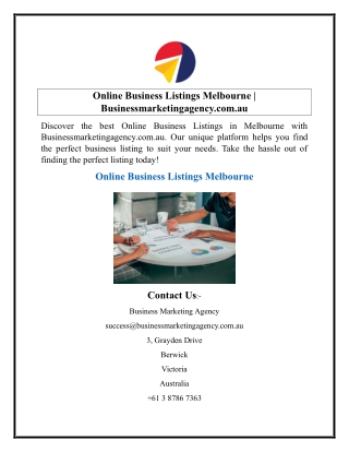 Online Business Listings Melbourne  Businessmarketingagency.com.au