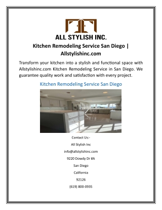 Kitchen Remodeling Service San Diego  Allstylishinc.com