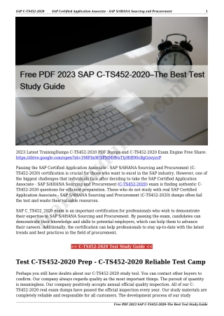 Free PDF 2023 SAP C-TS452-2020–The Best Test Study Guide