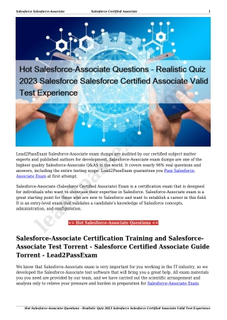 Hot Salesforce-Associate Questions - Realistic Quiz 2023 Salesforce Salesforce Certified Associate Valid Test Experience