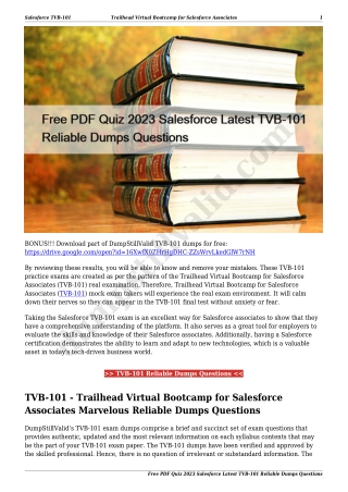 Free PDF Quiz 2023 Salesforce Latest TVB-101 Reliable Dumps Questions