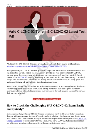 Valid C-LCNC-02 Torrent & C-LCNC-02 Latest Test Pdf