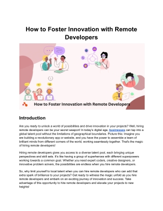 How to Foster Innovation with Remote Developers