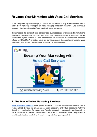 Revamp Your Marketing with Voice Call Services