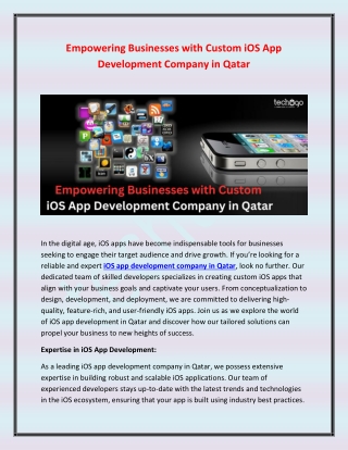 Empowering Businesses with Custom iOS App Development Company in Qatar