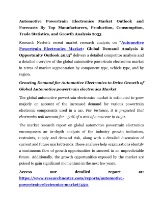 Automotive Powertrain Electronics Market | (2023-2033)