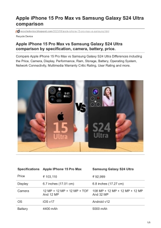 Apple iPhone 15 Pro Max vs Samsung Galaxy S24 Ultra comparison