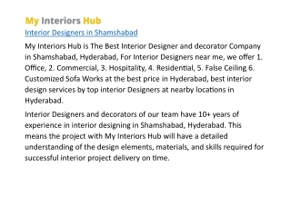 Interior Designers in Shamshabad