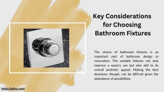 Key Considerations for Choosing Bathroom Fixtures