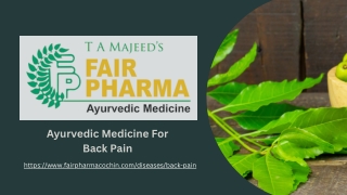 Ayurvedic Medicine For Back Pain