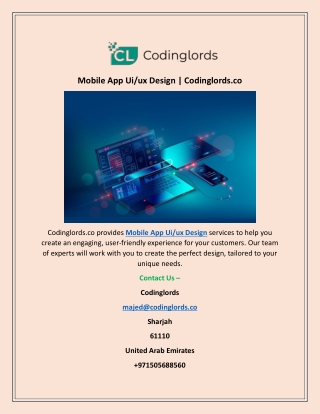 Mobile App Ui/ux Design | Codinglords.co