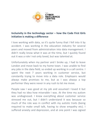 Inclusivity in the technology sector – how the Code First Girls initiative is making a difference