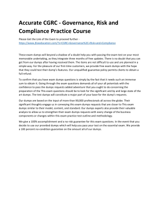 Accurate CGRC - Governance, Risk and Compliance Practice Course