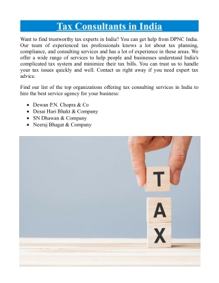 Tax Consultants In India