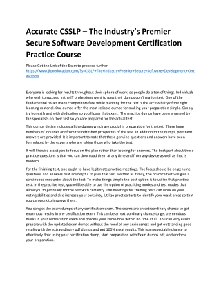 Accurate CSSLP – The Industry’s Premier Secure Software Development Certificatio