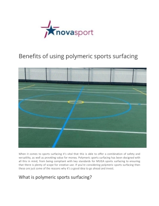 Benefits of using polymeric sports surfacing - Nova Sport Ltd.