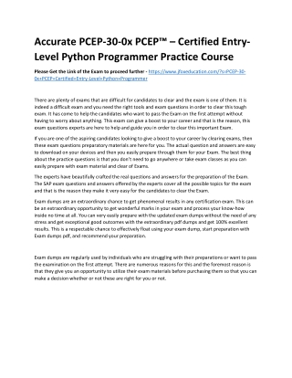 Accurate PCEP-30-0x PCEP™ – Certified Entry-Level Python Programmer Practice Cou