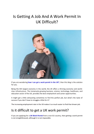 Is Getting A Job And A Work Permit In UK Difficult ?