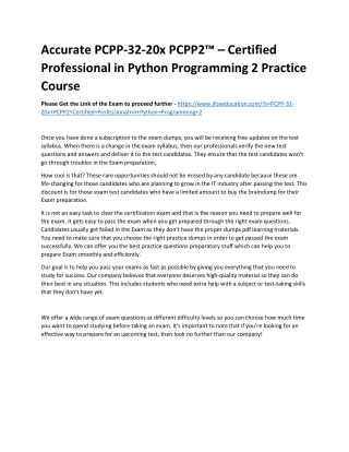 Accurate PCPP-32-20x PCPP2™ – Certified Professional in Python Programming 2 Pra