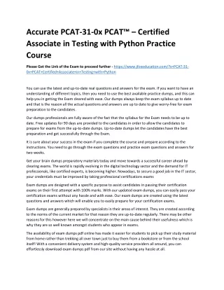 Accurate PCAT-31-0x PCAT™ – Certified Associate in Testing with Python Practice