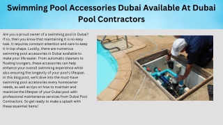 Swimming Pool Accessories Dubai Available At Dubai Pool Contractors