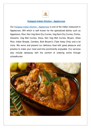 Up to 10% off Order now - Kolapasi Indian Kitchen