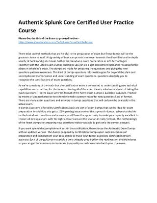 Authentic Splunk Core Certified User Practice Course