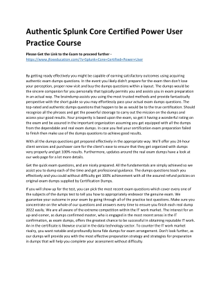 Authentic Splunk Core Certified Power User Practice Course