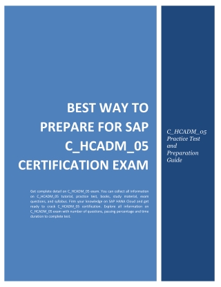 Best Way to Prepare for SAP C_HCADM_05 Certification Exam