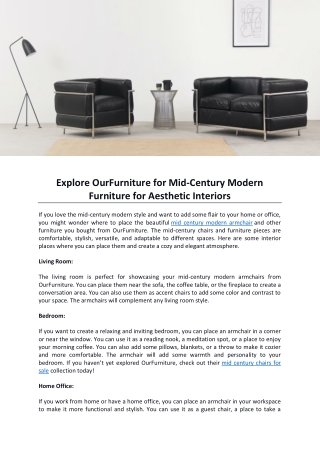 Explore OurFurniture for Mid-Century Modern Furniture for Aesthetic Interiors