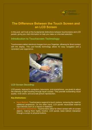 The Difference Between the Touch Screen and an LCD Screen