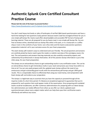 Authentic Splunk Core Certified Consultant Practice Course