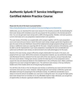 Authentic Splunk IT Service Intelligence Certified Admin Practice Course