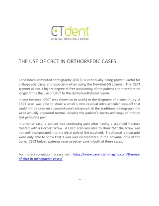The Use of CBCT in Orthopaedic Cases - CT Dent Ltd