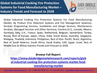 Global Industrial Cooking Fire Protection Systems For Food Manufacturing Market