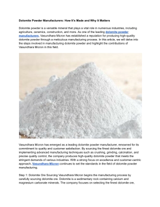 Dolomite Powder Manufacturers: How It's Made and Why It Matters