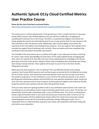 Authentic Splunk O11y Cloud Certified Metrics User Practice Course