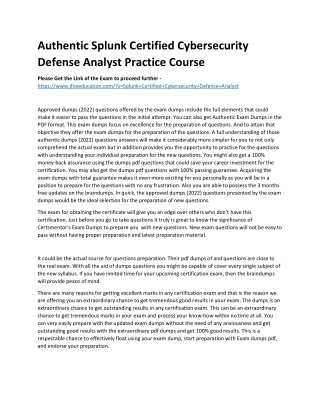 Authentic Splunk Certified Cybersecurity Defense Analyst Practice Course