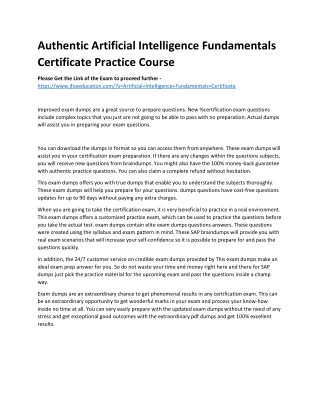 Authentic Artificial Intelligence Fundamentals Certificate Practice Course