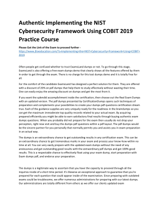 Authentic Implementing the NIST Cybersecurity Framework Using COBIT 2019 Practic