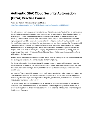 Authentic GIAC Cloud Security Automation (GCSA) Practice Course