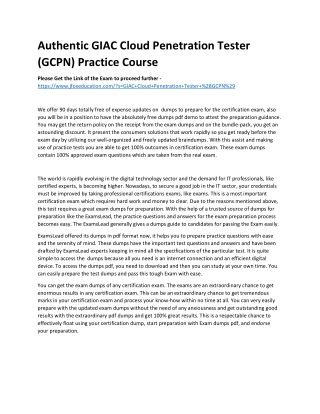 Authentic GIAC Cloud Penetration Tester (GCPN) Practice Course