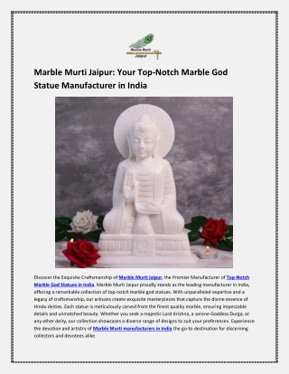 Top-Notch Marble God Statue Manufacturer in India