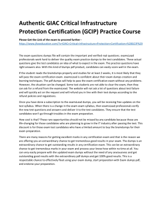 Authentic GIAC Critical Infrastructure Protection Certification (GCIP) Practice