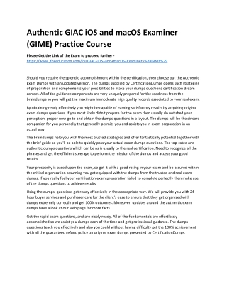 Authentic GIAC iOS and macOS Examiner (GIME) Practice Course