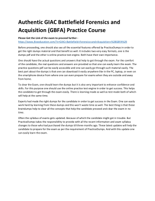 Authentic GIAC Battlefield Forensics and Acquisition (GBFA) Practice Course