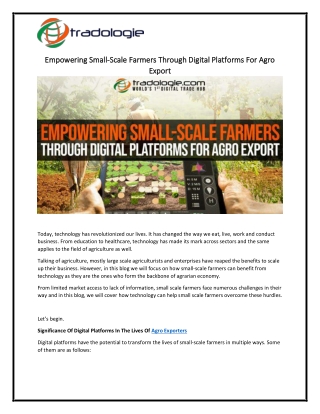 Empowering Small-Scale Farmers Through Digital Platforms For Agro Export