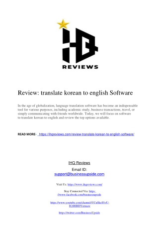 Review:  translate korean to english Software