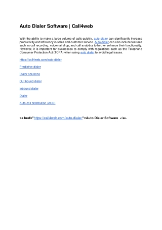 Auto Dialer Software