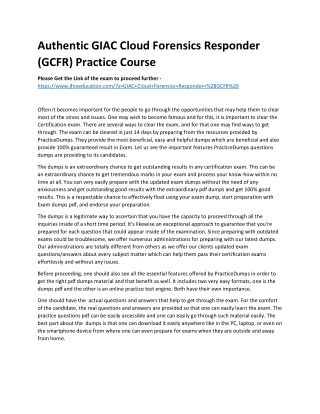 Authentic GIAC Cloud Forensics Responder (GCFR) Practice Course